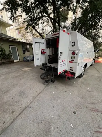 Magnet Plumbing service vehicle on-site for Slab Leak Repair in Mosquito Point